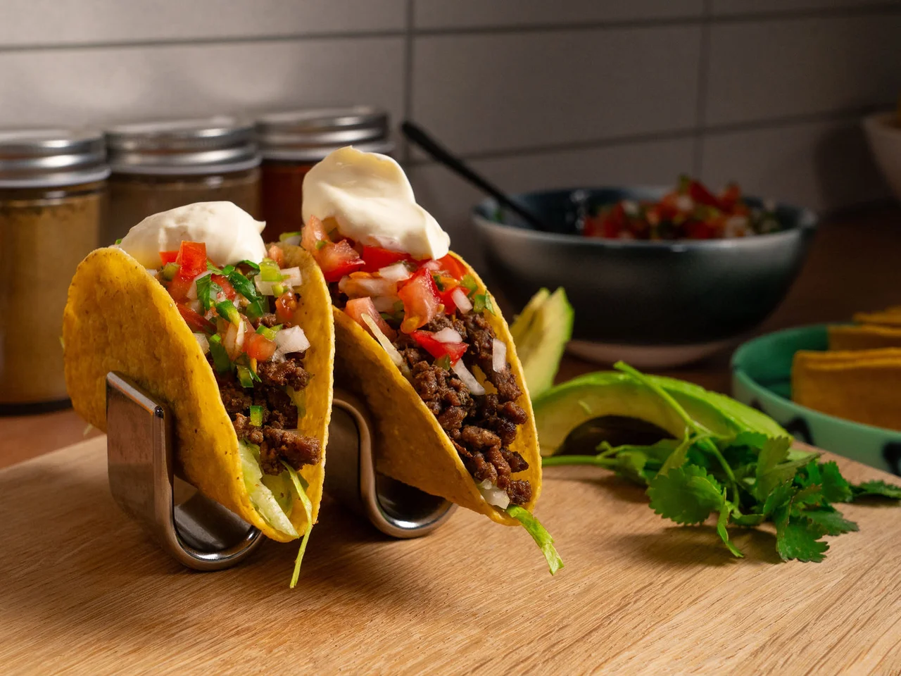 Hårda Nötfärstacos med tillbehör